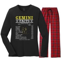 Gemini Facts Zodiac Signs Funny Birthday Gifts Men Women Women's Long Sleeve Flannel Pajama Set 