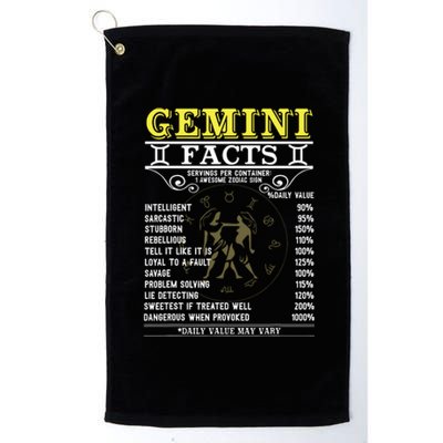 Gemini Facts Zodiac Signs Funny Birthday Gifts Men Women Platinum Collection Golf Towel