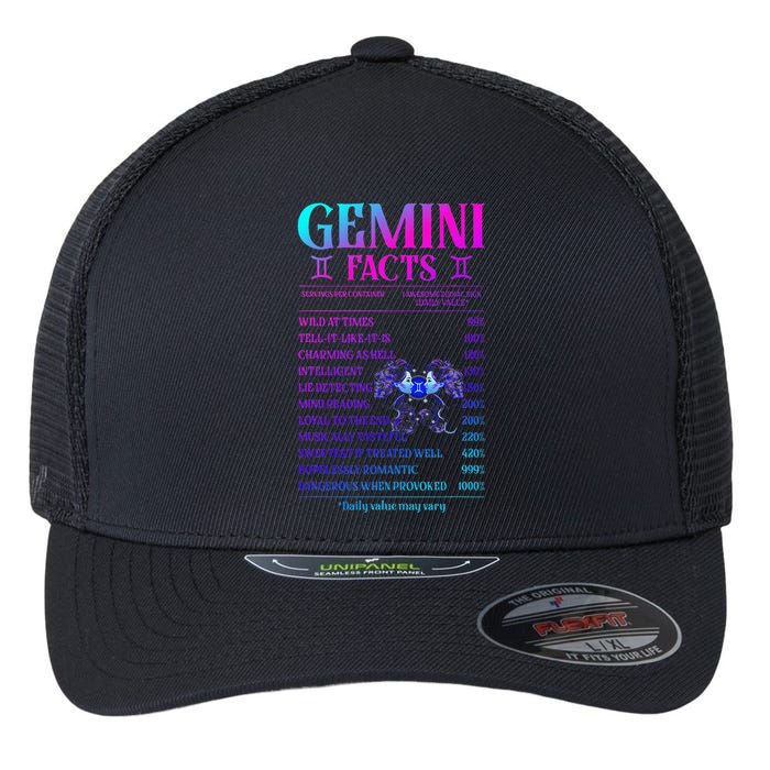 Gemini Facts Zodiac June Birthday Gift Flexfit Unipanel Trucker Cap