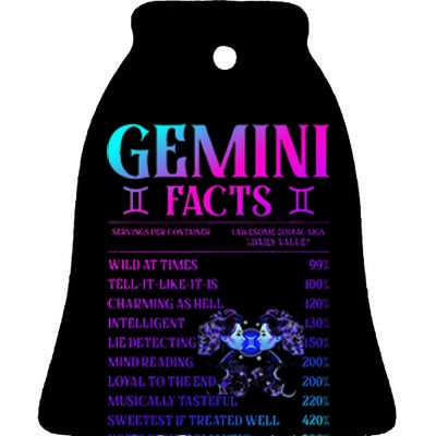 Gemini Facts Zodiac June Birthday Gift Ceramic Bell Ornament