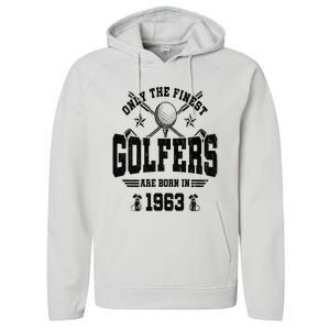 Golfing Golf 1963 60th Birthday Gift 60 Year Old Golfer Performance Fleece Hoodie