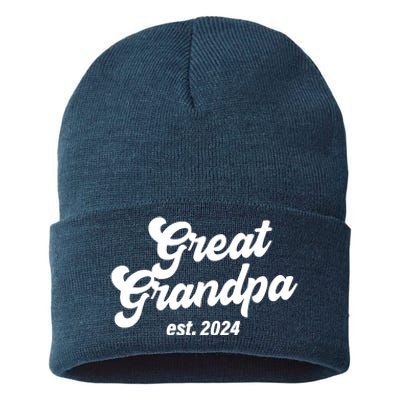 Great Grandpa 2024 Soon To Be Great Grandpa Sustainable Knit Beanie