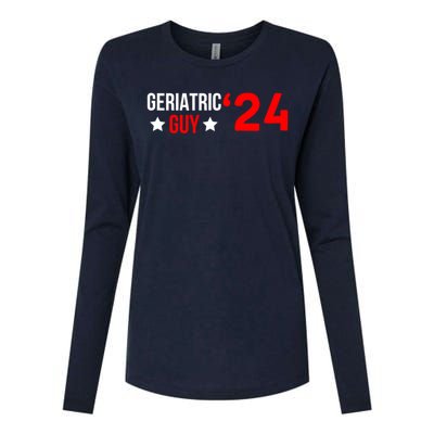 Geriatric Guy 2024 Election Funny President Womens Cotton Relaxed Long Sleeve T-Shirt