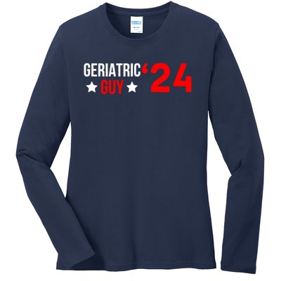 Geriatric Guy 2024 Election Funny President Ladies Long Sleeve Shirt