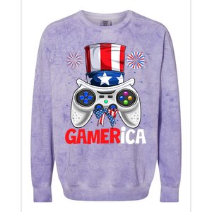 Gamer Gaming 4th Of July Video Game American Flag Gift Colorblast Crewneck Sweatshirt