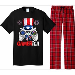 Gamer Gaming 4th Of July Video Game American Flag Gift Pajama Set