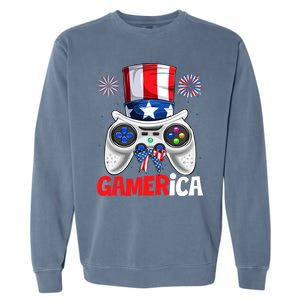 Gamer Gaming 4th Of July Video Game American Flag Gift Garment-Dyed Sweatshirt