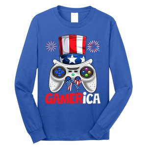 Gamer Gaming 4th Of July Video Game American Flag Gift Long Sleeve Shirt