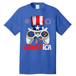 Gamer Gaming 4th Of July Video Game American Flag Gift Tall T-Shirt