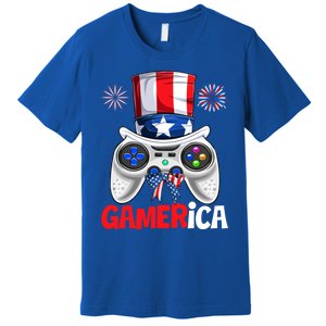 Gamer Gaming 4th Of July Video Game American Flag Gift Premium T-Shirt