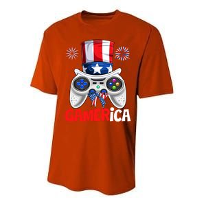 Gamer Gaming 4th Of July Video Game American Flag Great Gift Performance Sprint T-Shirt