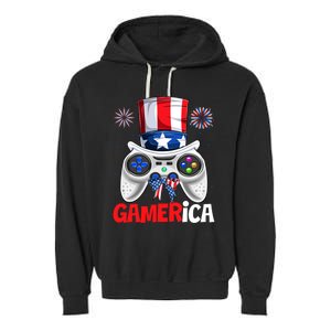 Gamer Gaming 4th Of July Video Game American Flag Great Gift Garment-Dyed Fleece Hoodie