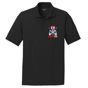 Gamer Gaming 4th Of July Video Game American Flag Great Gift PosiCharge RacerMesh Polo