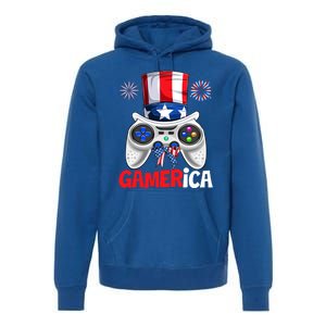 Gamer Gaming 4th Of July Video Game American Flag Great Gift Premium Hoodie