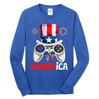 Gamer Gaming 4th Of July Video Game American Flag Great Gift Tall Long Sleeve T-Shirt