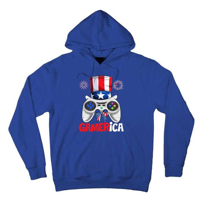 Gamer Gaming 4th Of July Video Game American Flag Great Gift Tall Hoodie