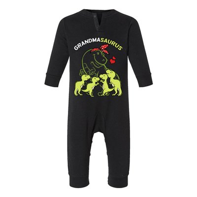 Grandmasaurus Grandma 4 Dinosaur Mother's Day Infant Fleece One Piece