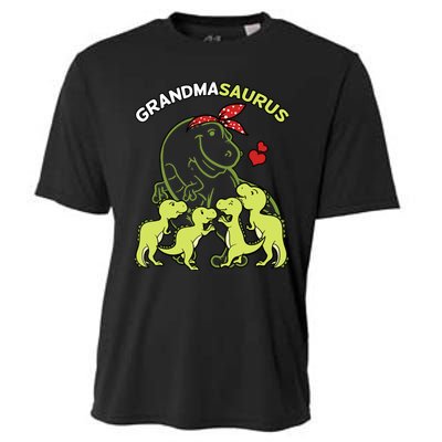 Grandmasaurus Grandma 4 Dinosaur Mother's Day Cooling Performance Crew T-Shirt