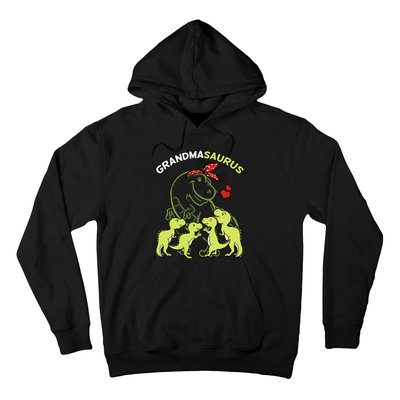 Grandmasaurus Grandma 4 Dinosaur Mother's Day Hoodie