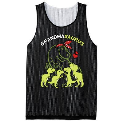 Grandmasaurus Grandma 4 Dinosaur Mother's Day Mesh Reversible Basketball Jersey Tank