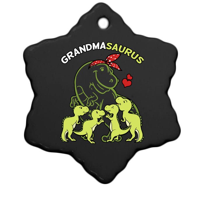 Grandmasaurus Grandma 4 Dinosaur Mother's Day Ceramic Star Ornament