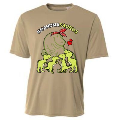 Grandmasaurus Grandma 4 Dinosaur Mother's Day Cooling Performance Crew T-Shirt