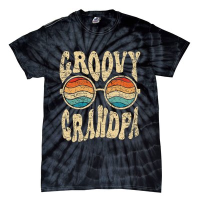 Groovy Grandpa 70s Aesthetic Nostalgia 1970's Retro Grandpa Tie-Dye T-Shirt