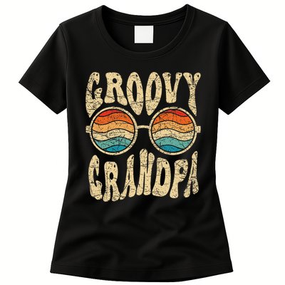 Groovy Grandpa 70s Aesthetic Nostalgia 1970's Retro Grandpa Womens T-Shirt