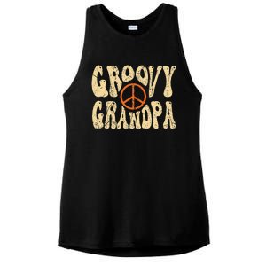 Groovy Grandpa 70s Aesthetic Nostalgia 1970's Retro Grandpa Ladies PosiCharge Tri-Blend Wicking Tank