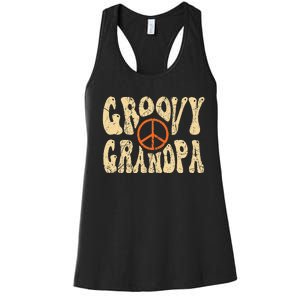 Groovy Grandpa 70s Aesthetic Nostalgia 1970's Retro Grandpa Women's Racerback Tank