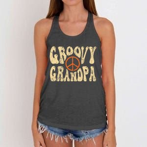 Groovy Grandpa 70s Aesthetic Nostalgia 1970's Retro Grandpa Women's Knotted Racerback Tank