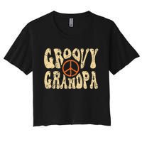 Groovy Grandpa 70s Aesthetic Nostalgia 1970's Retro Grandpa Women's Crop Top Tee