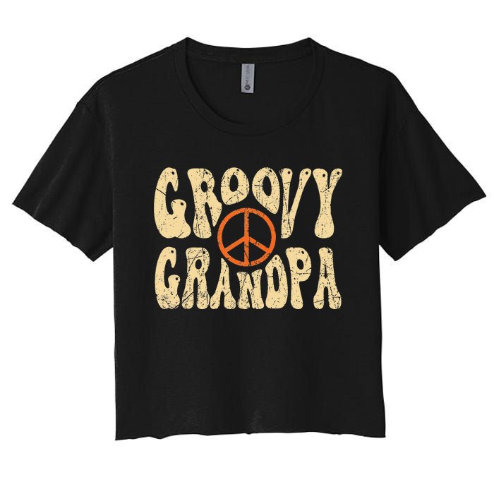 Groovy Grandpa 70s Aesthetic Nostalgia 1970's Retro Grandpa Women's Crop Top Tee