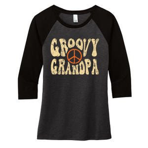 Groovy Grandpa 70s Aesthetic Nostalgia 1970's Retro Grandpa Women's Tri-Blend 3/4-Sleeve Raglan Shirt