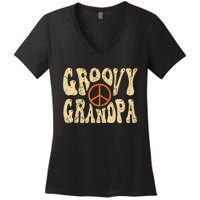 Groovy Grandpa 70s Aesthetic Nostalgia 1970's Retro Grandpa Women's V-Neck T-Shirt