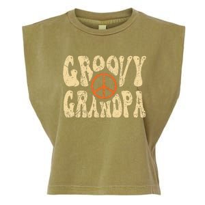 Groovy Grandpa 70s Aesthetic Nostalgia 1970's Retro Grandpa Garment-Dyed Women's Muscle Tee