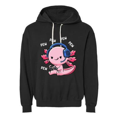 Gamesolotl Gamer Axolotl Fish Gaming Video Gamer Anime Garment-Dyed Fleece Hoodie