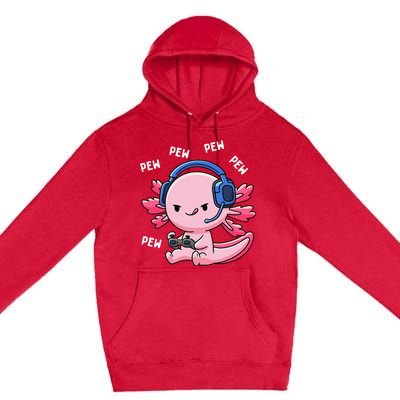 Gamesolotl Gamer Axolotl Fish Gaming Video Gamer Anime Premium Pullover Hoodie