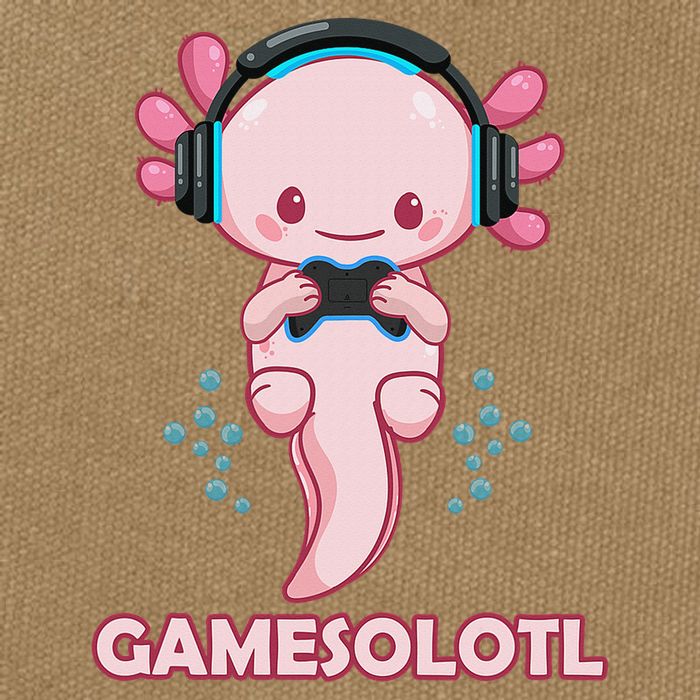 Gamesolotl Gaming Axolotl Playing Video Games Funny Cotton Canvas Backpack