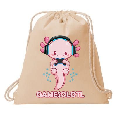 Gamesolotl Gaming Axolotl Playing Video Games Funny Drawstring Bag