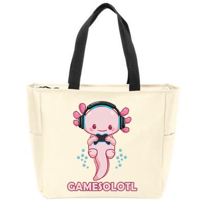 Gamesolotl Gaming Axolotl Playing Video Games Funny Zip Tote Bag