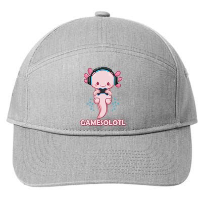 Gamesolotl Gaming Axolotl Playing Video Games Funny 7-Panel Snapback Hat