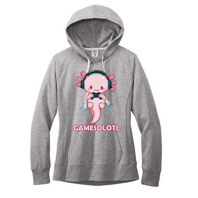 Gamesolotl Gaming Axolotl Playing Video Games Funny Women's Fleece Hoodie