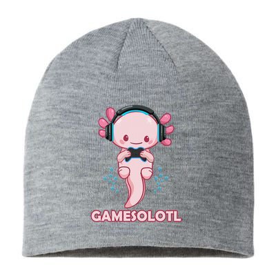 Gamesolotl Gaming Axolotl Playing Video Games Funny Sustainable Beanie