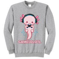 Gamesolotl Gaming Axolotl Playing Video Games Funny Tall Sweatshirt