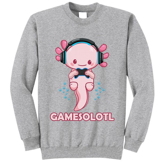 Gamesolotl Gaming Axolotl Playing Video Games Funny Tall Sweatshirt