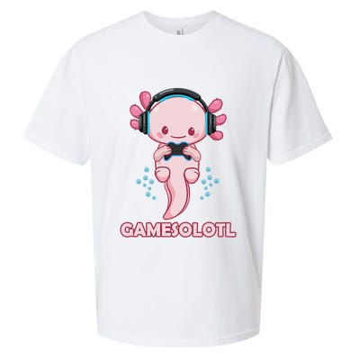 Gamesolotl Gaming Axolotl Playing Video Games Funny Sueded Cloud Jersey T-Shirt