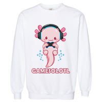 Gamesolotl Gaming Axolotl Playing Video Games Funny Garment-Dyed Sweatshirt