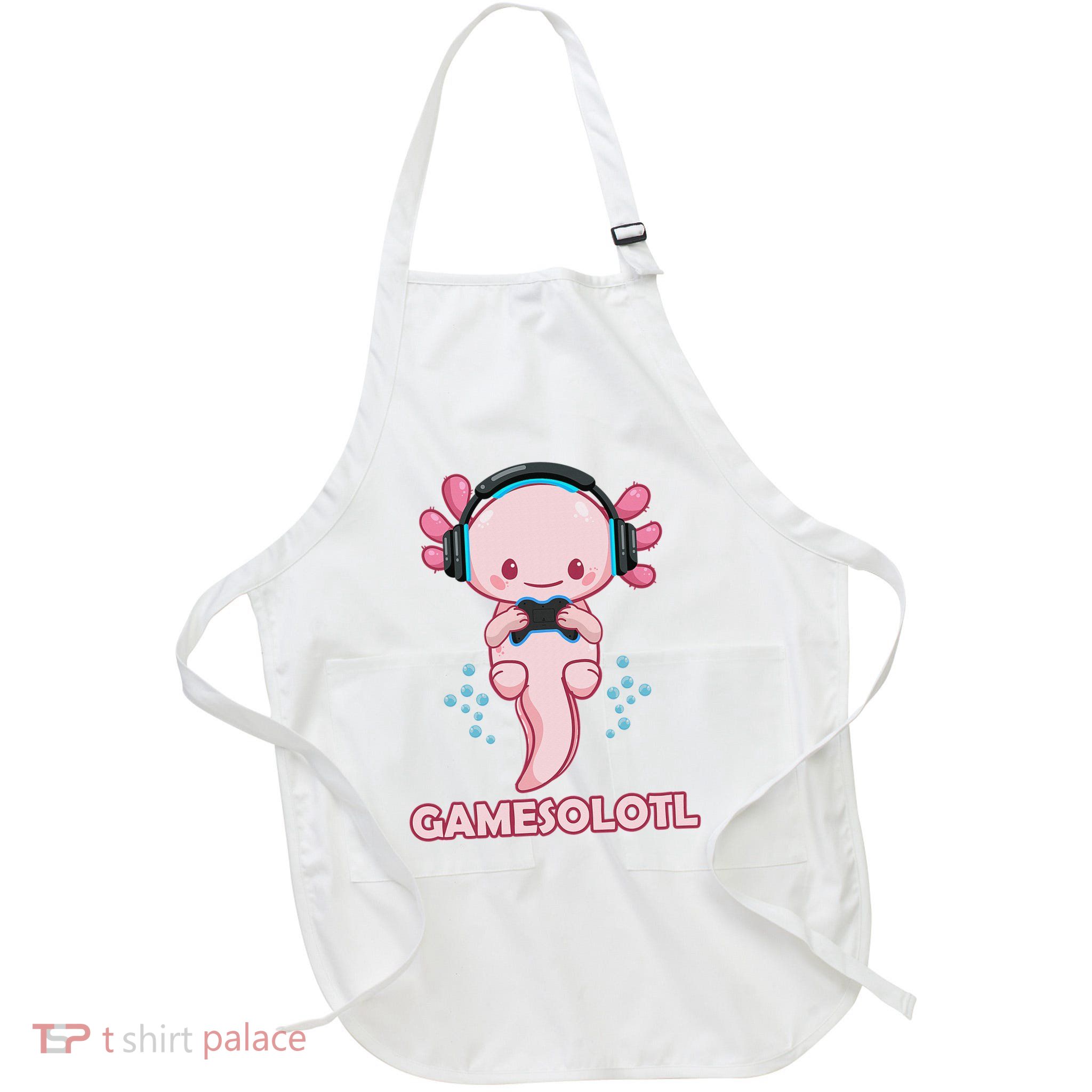 Gamesolotl Gaming Axolotl Playing Video Games Funny Apron