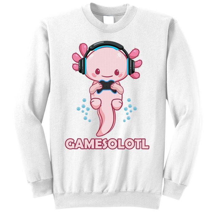 Gamesolotl Gaming Axolotl Playing Video Games Funny Sweatshirt